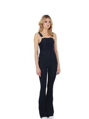 Second Skin Overalls Fitted Flare Denim Overalls